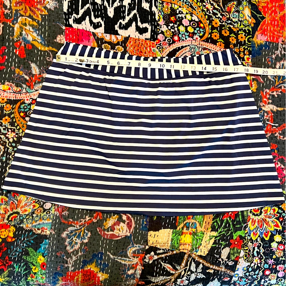 Lands End navy/white stripe swim skirt, size 16